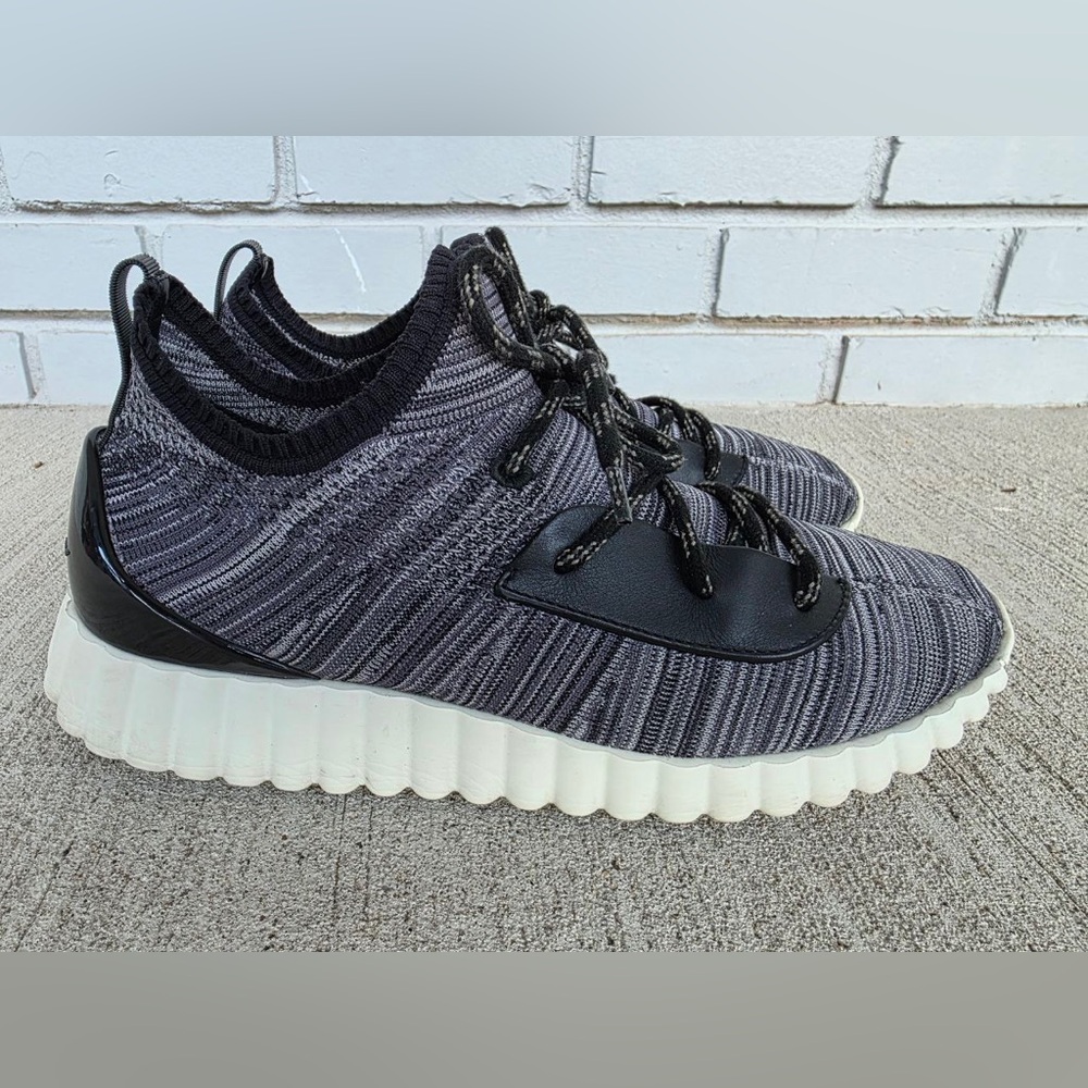 Salvatore Ferragamo Knit Athletic Sneakers in Black and White